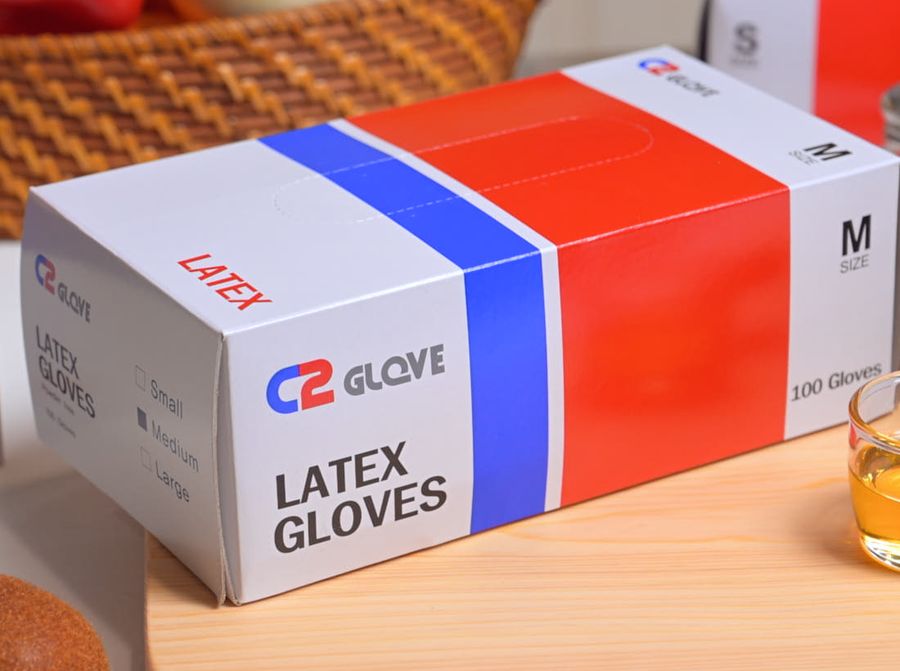 C2 GLOVE 라텍스 장갑 아이보리 박스